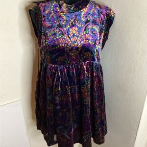 Free People Multicolor Velvet Midi Dress